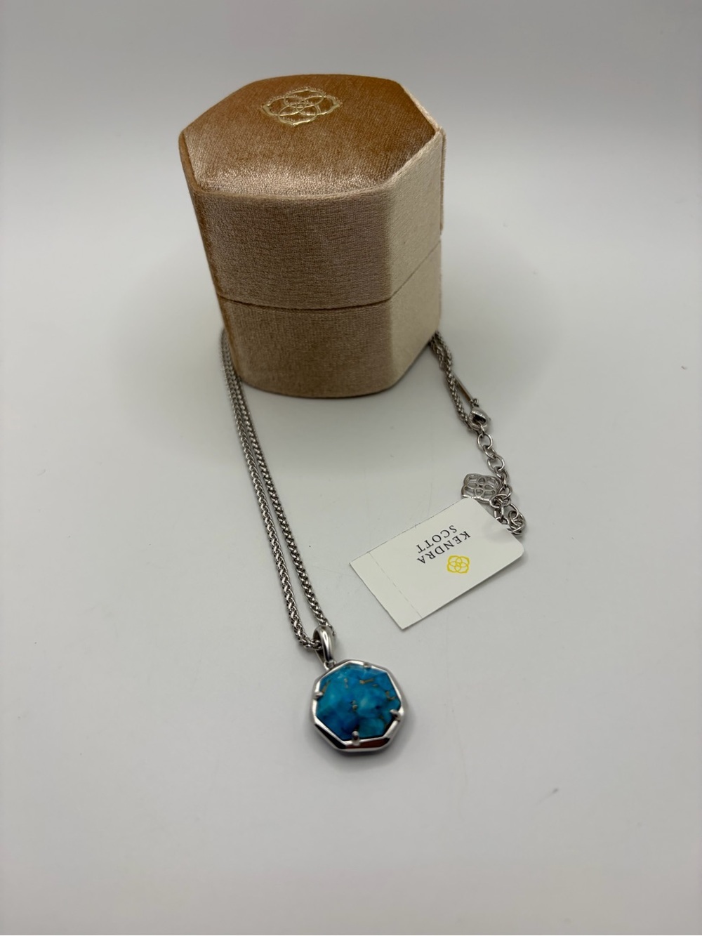 Kendra Scott  Turquoise Blue Hexagon Pendant Necklace